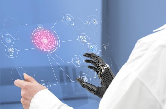 a person in a lab using AI chatbots in healthcare