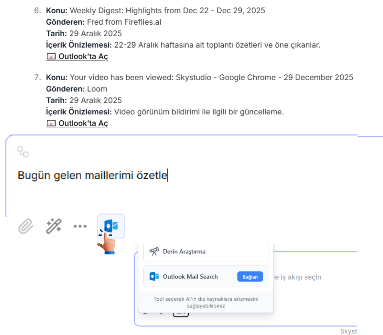 Sohbette Email Bağlantısı Nasıl Bağlanır? Skystudio Guncellemeleri 06.01.2026